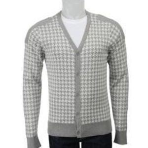 Vintage Red brand grey houndstooth cardigan